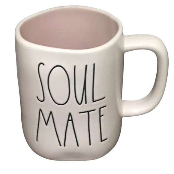 Rae Dunn Ceramic Coffee Mug/Cup (SOUL MATE - cream and inside pink mug) - Picture 1 of 1